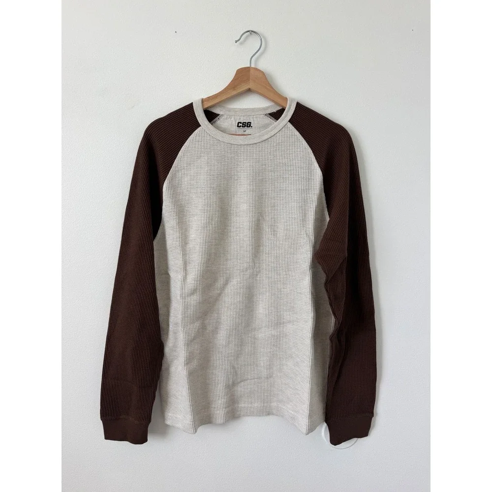 CSG Men's Raglan Thermal – Oatmeal & Chestnut – Small – NWT
